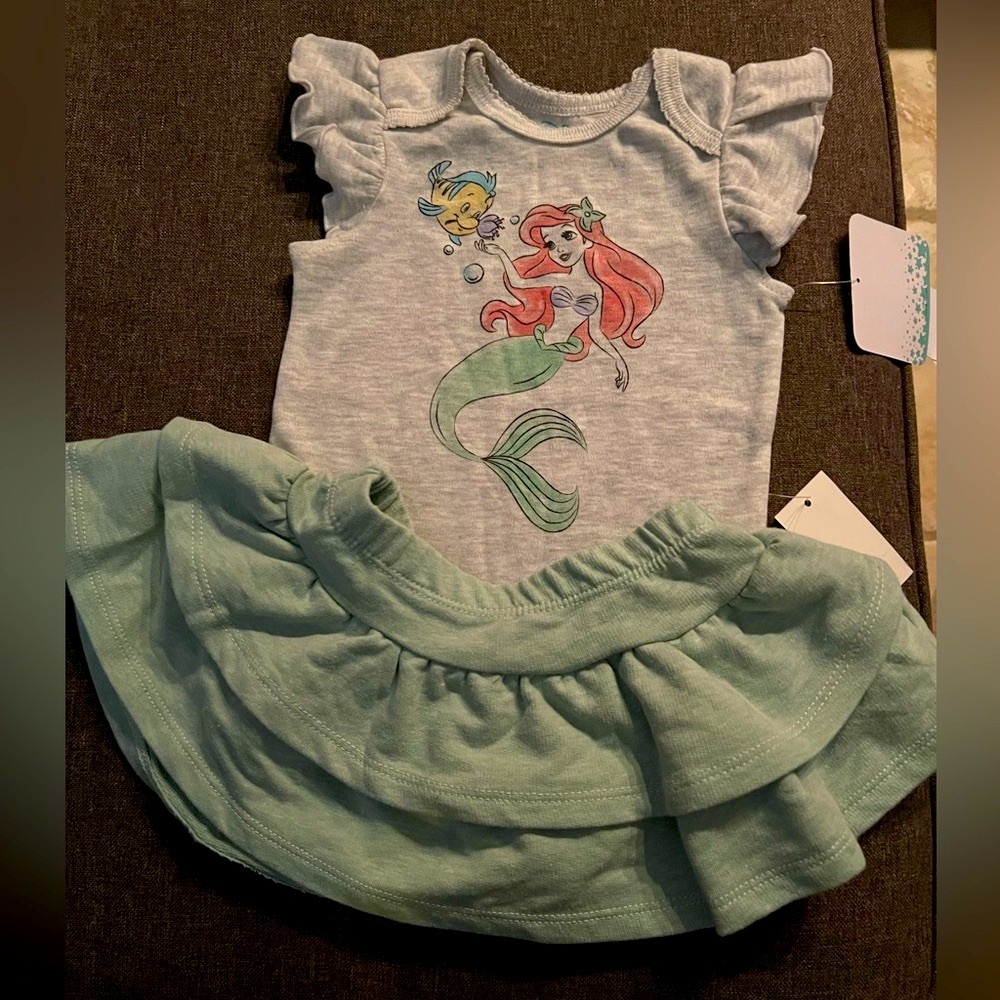 Disney Baby Little Mermaid Ariel and Flounder onesie outfit
